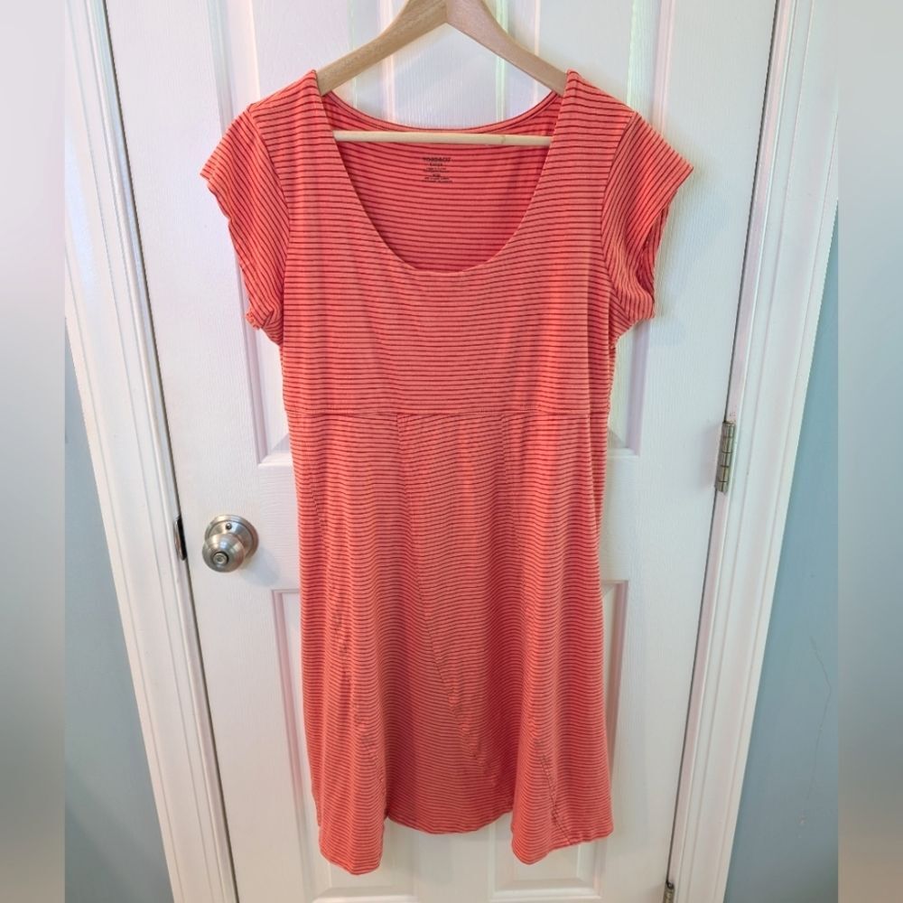 Toad&Co Nena Stripe Dress Short Sleeve Orange Large - Picture 9 of 9